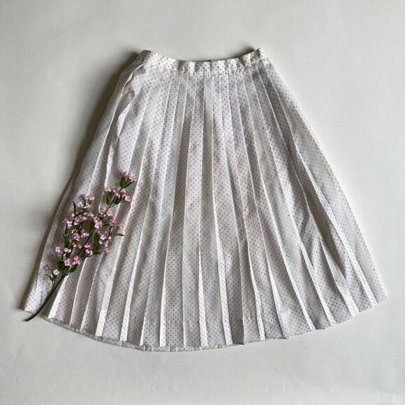 Vintage pleated white & pastel midi skirt - Picture 2 of 6